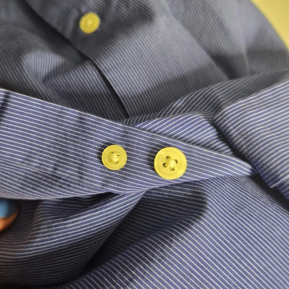 Banana Republic Dress Shirt Striped‎ Long Sleeve Button Down Blue Mens L